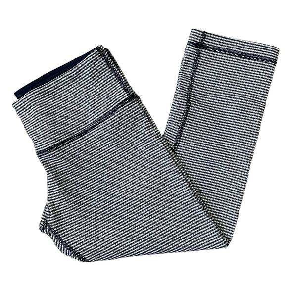 lululemon athletica Pants - Lululemon Wunder Under Crop Leggings 4 Inkwell Gingham Activewear Athletic